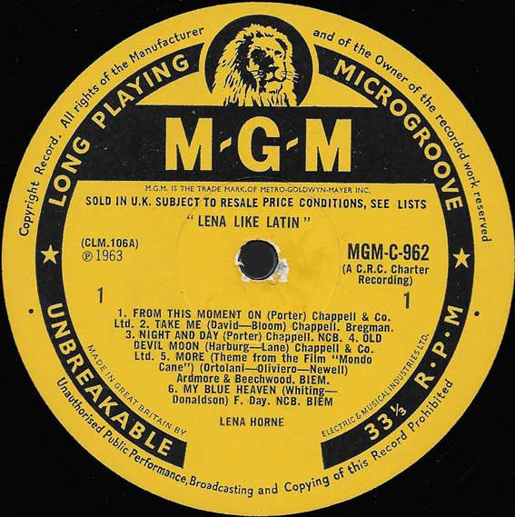 Lena Horne : Lena - Like Latin (LP, Album)