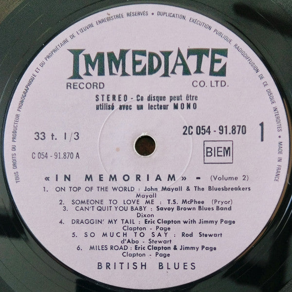 Various : British Blues In Memoriam (Volume 2) (LP, Comp)