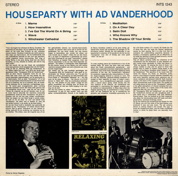 Ad Van Den Hoed : Houseparty With (LP)