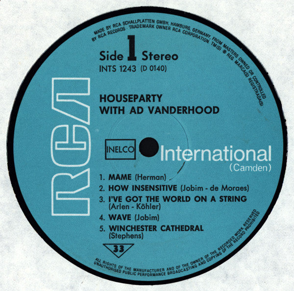 Ad Van Den Hoed : Houseparty With (LP)