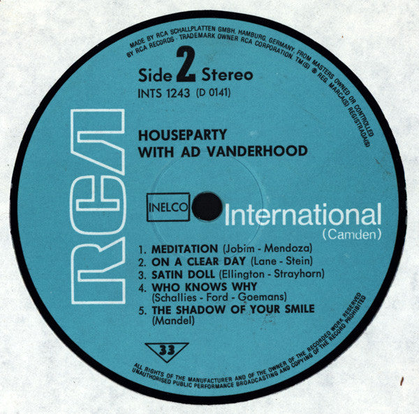 Ad Van Den Hoed : Houseparty With (LP)