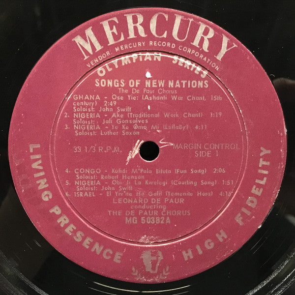 The De Paur Chorus : The Songs Of New Nations (LP, Mono)