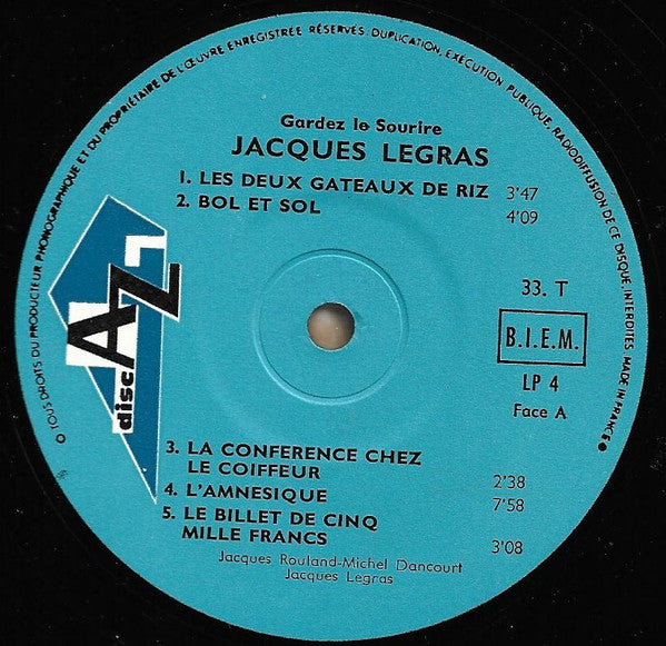 Jacques Legras : Gardez Le Sourire (LP, Album)