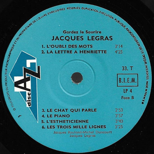 Jacques Legras : Gardez Le Sourire (LP, Album)