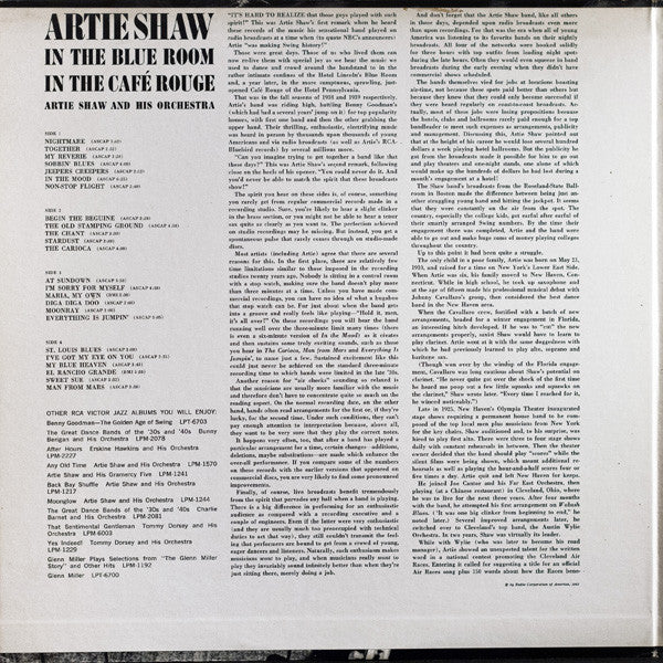 Artie Shaw : In The Blue Room / In The Café Rouge (2xLP, Mono)