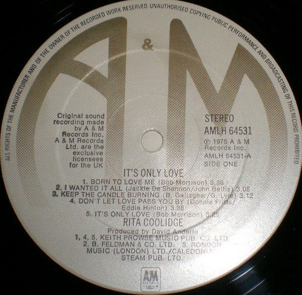 Rita Coolidge : It's Only Love (LP, Album)