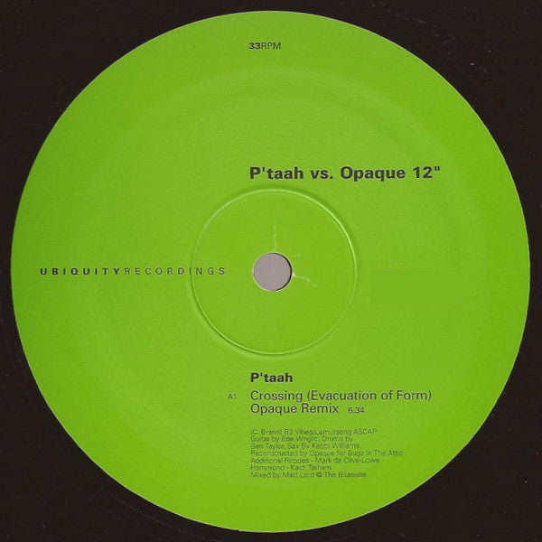 P'Taah Vs. Opaque : P'Taah Vs. Opaque 12" (12")
