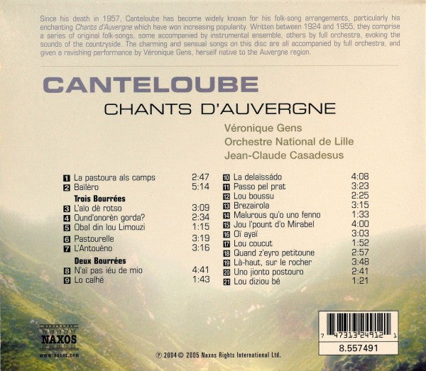 Joseph Canteloube - Véronique Gens, L'Orchestre National de Lille, Jean-Claude Casadesus : Chants D'Auvergne (CD)