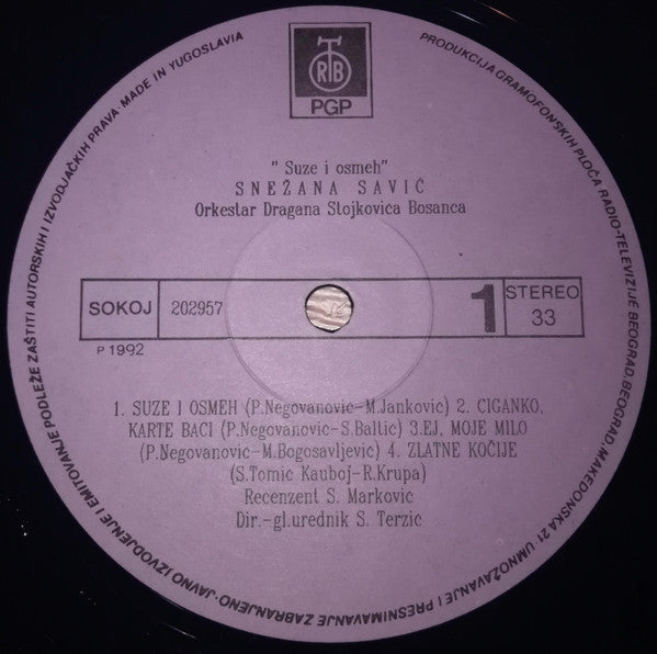 Snežana Savić : Suze & Osmeh (LP, Album)