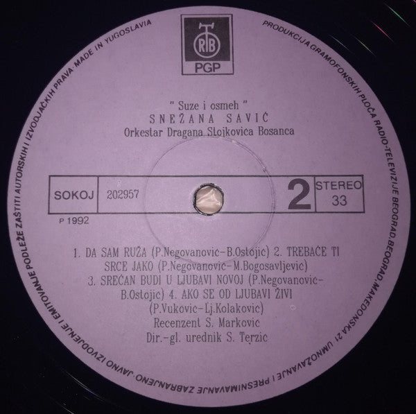 Snežana Savić : Suze & Osmeh (LP, Album)