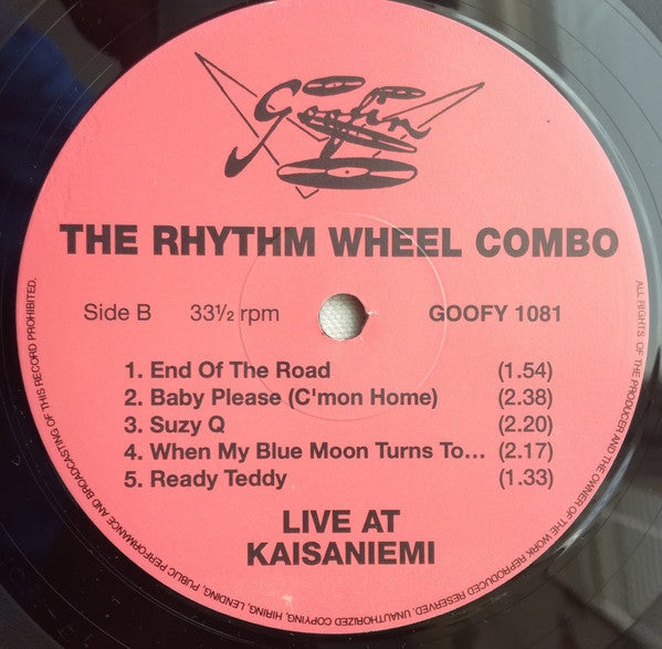 The Rhythm Wheel Combo : Live At Kaisaniemi (10", Album)