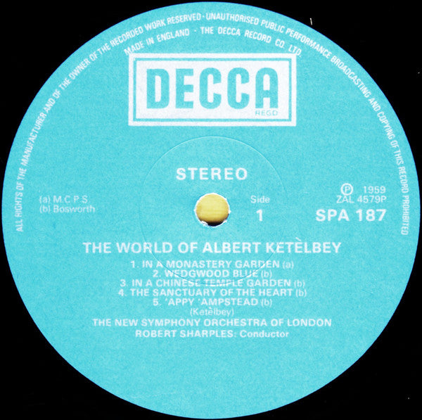 Albert W. Ketelbey - The New Symphony Orchestra Of London Conducted By Bob Sharples : The World Of Albert Ketèlbey (LP)
