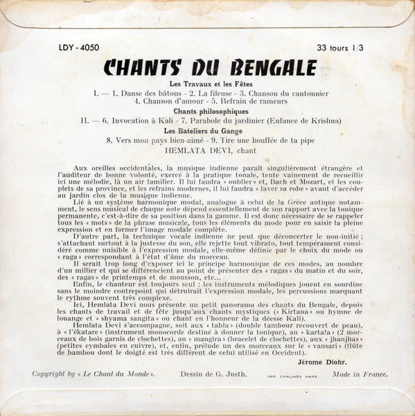 Hemlata Devi : Chants Du Bengale (7", EP)