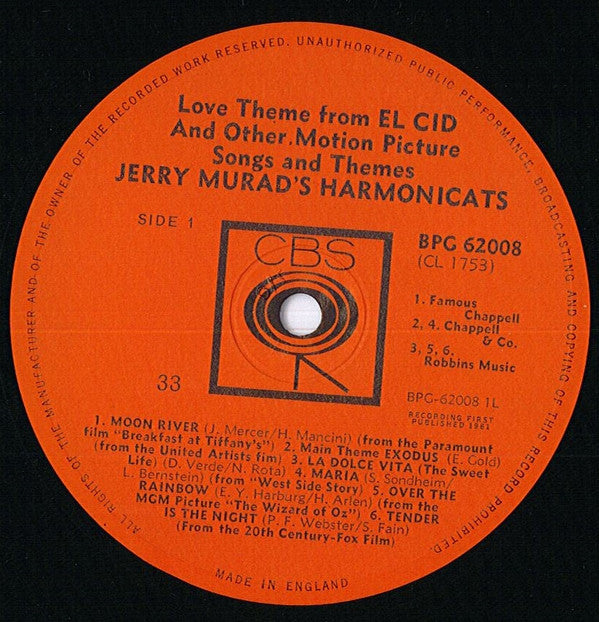 Jerry Murad's Harmonicats : Love Theme From "El Cid" And Other Motion Picture Songs And Themes (LP, Album, Mono)
