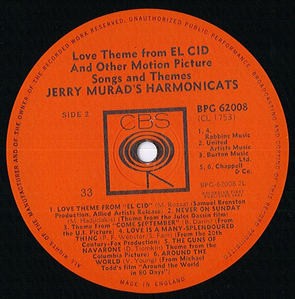 Jerry Murad's Harmonicats : Love Theme From "El Cid" And Other Motion Picture Songs And Themes (LP, Album, Mono)