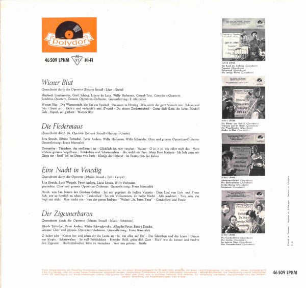 Various : Querschnitte Durch Die Operetten Von Johann Strauß (LP, Comp)