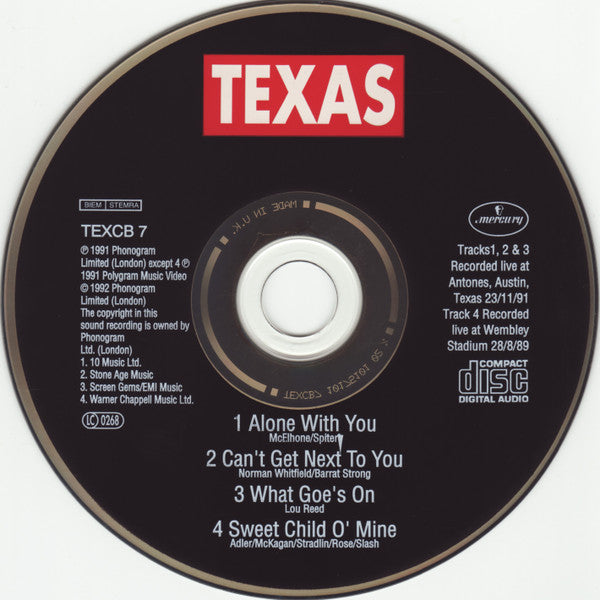 Texas : Alone With You (Live) (CD, Single, Dig)
