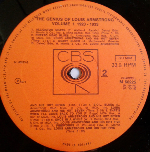 Louis Armstrong : The Genius Of Louis Armstrong Volume 1: 1923-1933 (2xLP, Comp)