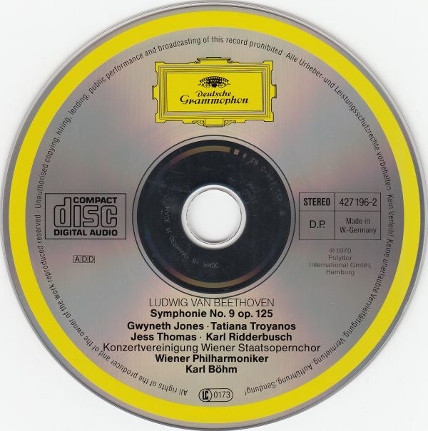Ludwig Van Beethoven : Gwyneth Jones · Tatiana Troyanos · Jess Thomas · Karl Ridderbusch · Wiener Staatsopernchor · Wiener Philharmoniker · Karl Böhm : Symphonie Nr. 9 (CD, Album, RP)