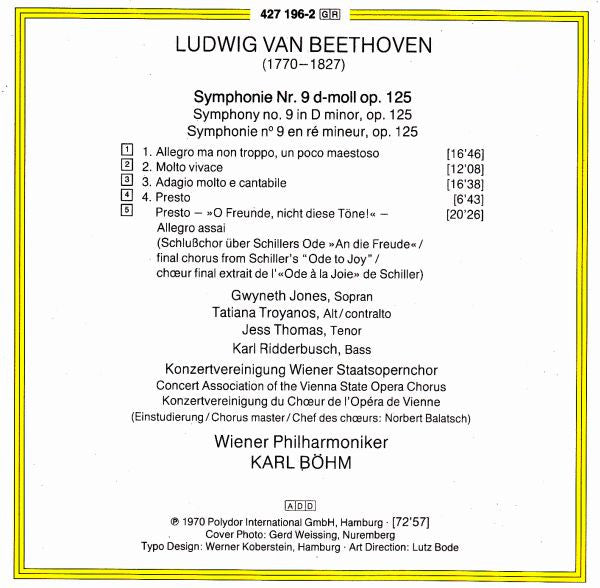 Ludwig Van Beethoven : Gwyneth Jones · Tatiana Troyanos · Jess Thomas · Karl Ridderbusch · Wiener Staatsopernchor · Wiener Philharmoniker · Karl Böhm : Symphonie Nr. 9 (CD, Album, RP)