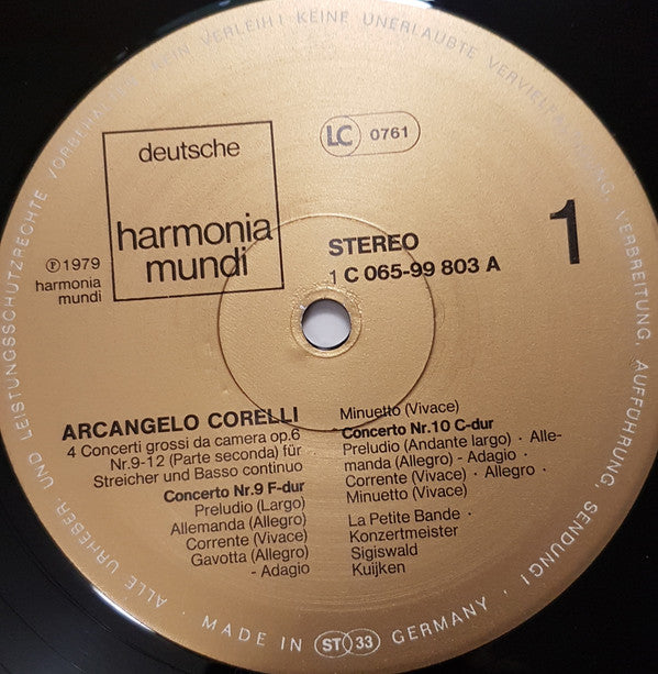 Arcangelo Corelli - La Petite Bande · Sigiswald Kuijken : Concerti Grossi Da Camera Opus 6, 9–12 (LP)