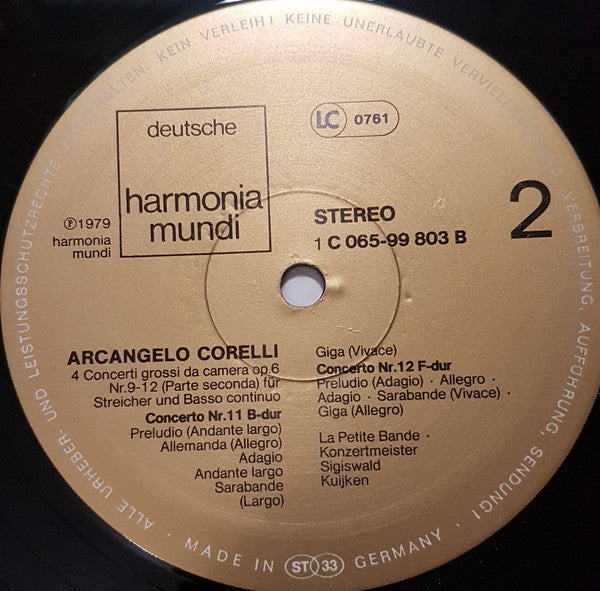 Arcangelo Corelli - La Petite Bande · Sigiswald Kuijken : Concerti Grossi Da Camera Opus 6, 9–12 (LP)