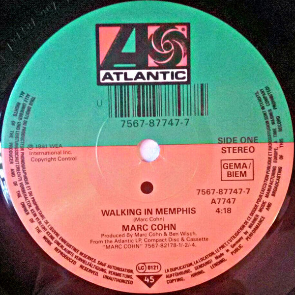 Marc Cohn : Walking In Memphis (7", Single)