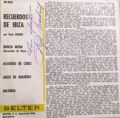 Pepe Madrid : Recuerdos De Ibiza (7", EP)