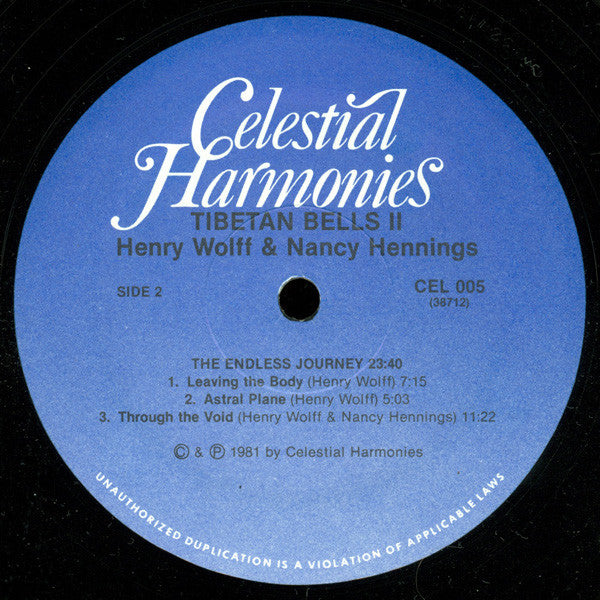 Henry Wolff & Nancy Hennings : Tibetan Bells II (LP, Album, RE, Wak)