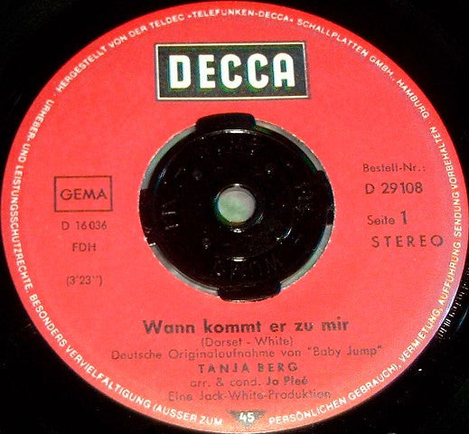Tanja Berg : Wann Kommt Er Zu Mir (7", Single)