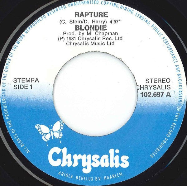 Blondie : Rapture (7", Single)