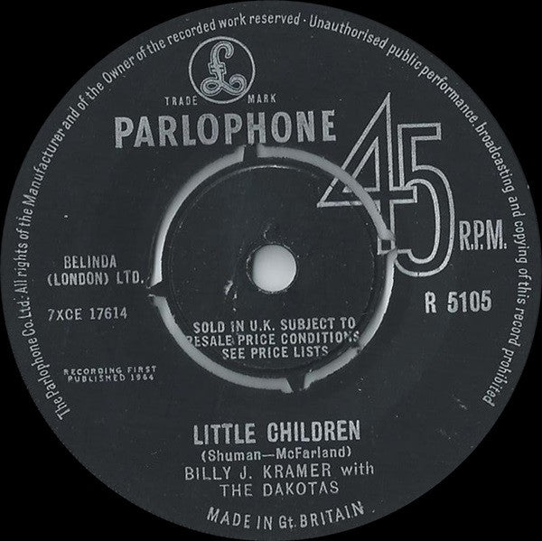 Billy J. Kramer With The Dakotas* : Little Children (7", Single)