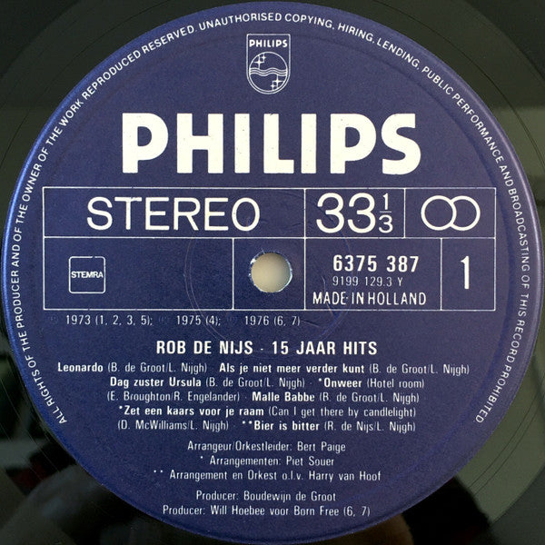 Rob de Nijs : 15 Jaar Hits (2xLP, Comp, RE, Dar)