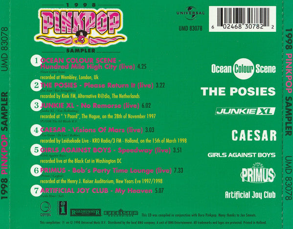 Various : Pinkpop 1998 Sampler (CD, Smplr)