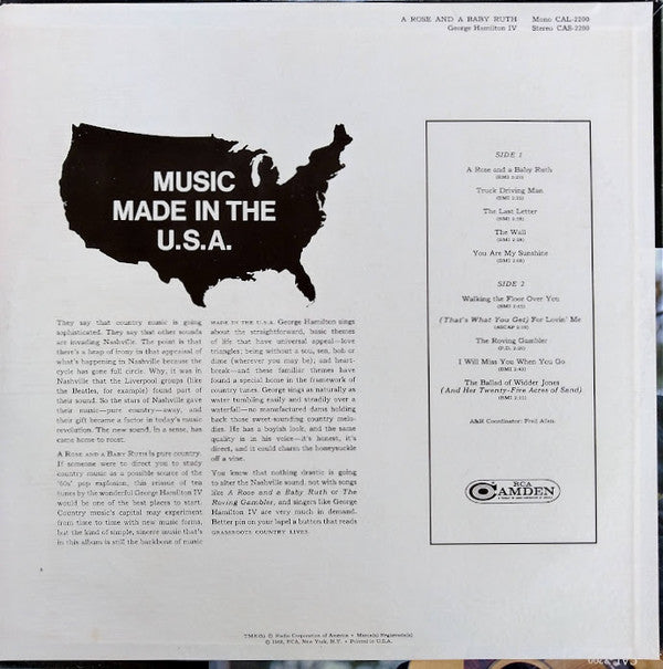 George Hamilton IV : A Rose And A Baby Ruth (LP, Album)