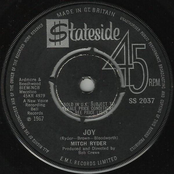 Mitch Ryder : Joy (7", Single)