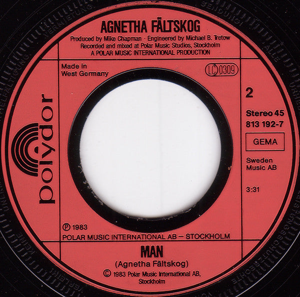 Agnetha Fältskog : The Heat Is On / Man (7", Single)