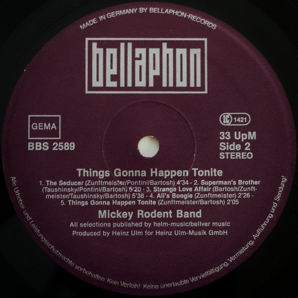 Mickey Rodent Band : Things Gonna Happen Tonight (LP, Album, Gat)