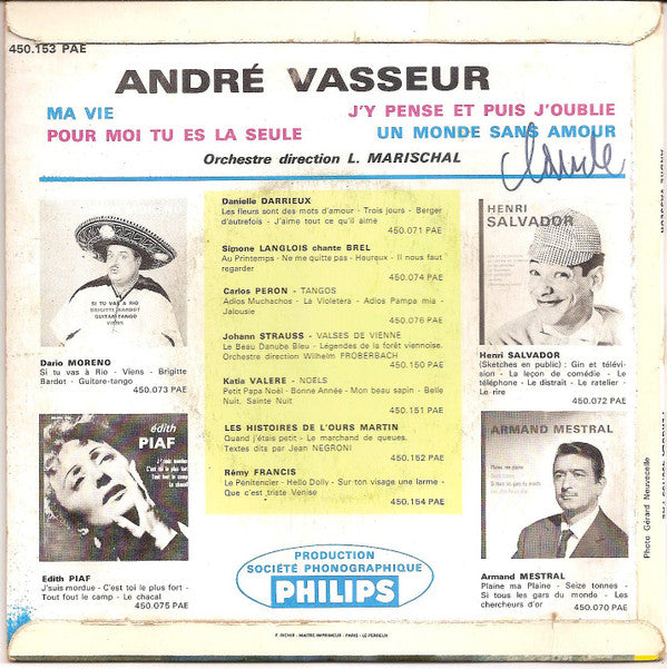 André Vasseur : Ma Vie (7", EP, Mono, Gre)