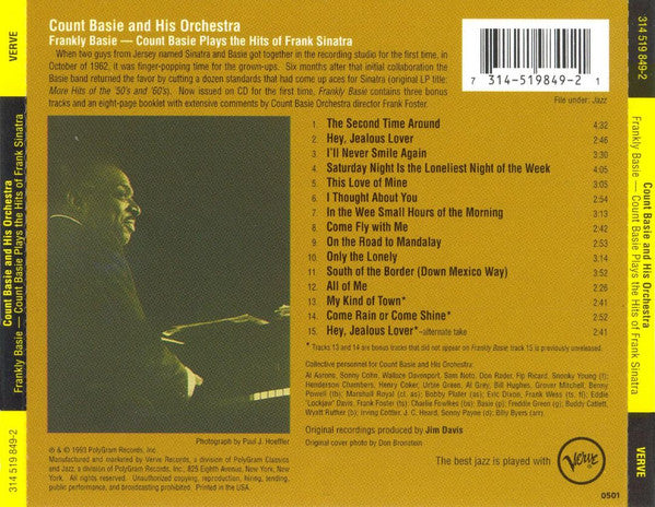 Count Basie : Frankly Basie-Count Basie Plays The Hits Of Frank Sinatra (CD)