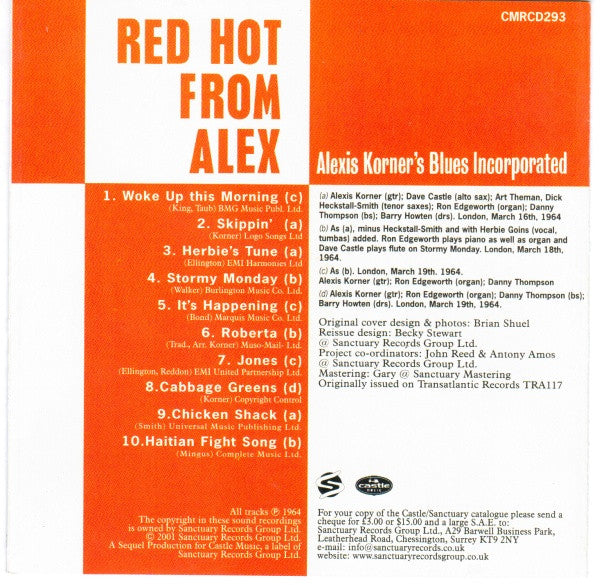Blues Incorporated : Red Hot From Alex (CD, Album, RE)