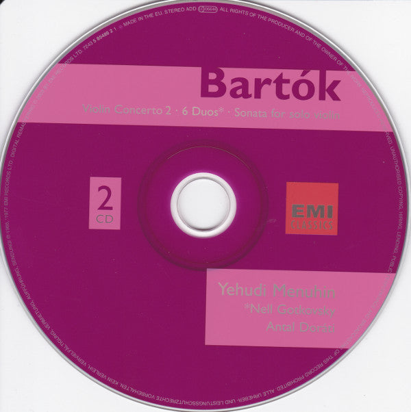Béla Bartók - Yehudi Menuhin : Violin Concertos 1 & 2 · Viola Concerto · Rhapsodies 1 & 2 (2xCD, Comp)