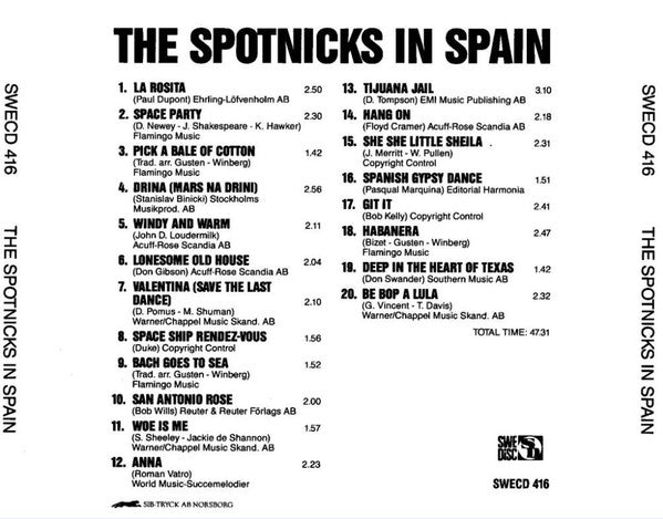 The Spotnicks : The Spotnicks In Spain  (Bailemos Con Los Spotnicks) (CD, Album, RM)