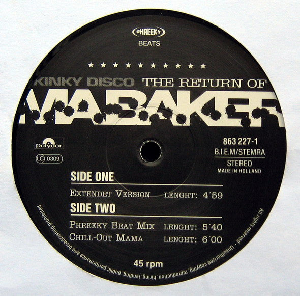 Kinky Disco : The Return Of Ma Baker (12")