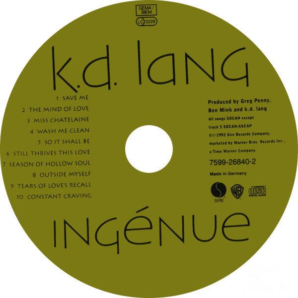 k.d. lang : Ingénue (CD, Album, RE)