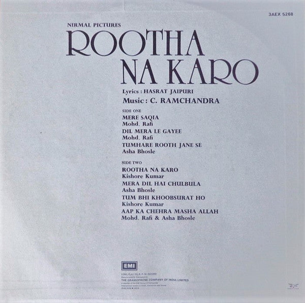 C. Ramchandra, Hasrat Jaipuri : Rootha Na Karo (LP)
