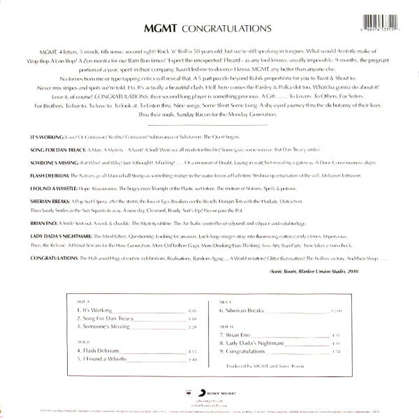 MGMT : Congratulations (2xLP, Album, 190)