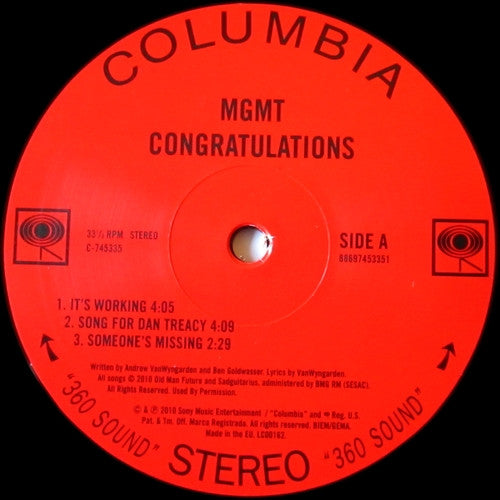 MGMT : Congratulations (2xLP, Album, 190)