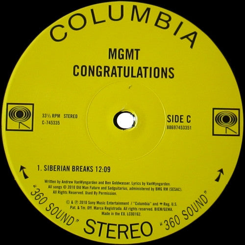 MGMT : Congratulations (2xLP, Album, 190)