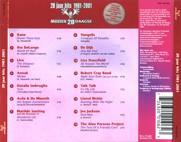 Various : 20 Jaar Hits 1981-2001 (Muziek20Daagse) (CD, Comp, Enh)